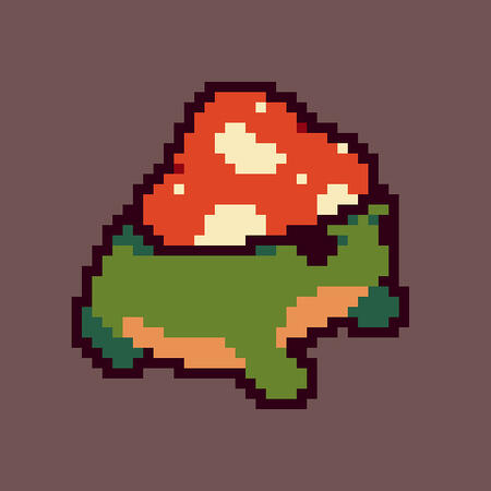 frog with a mushroom hat
